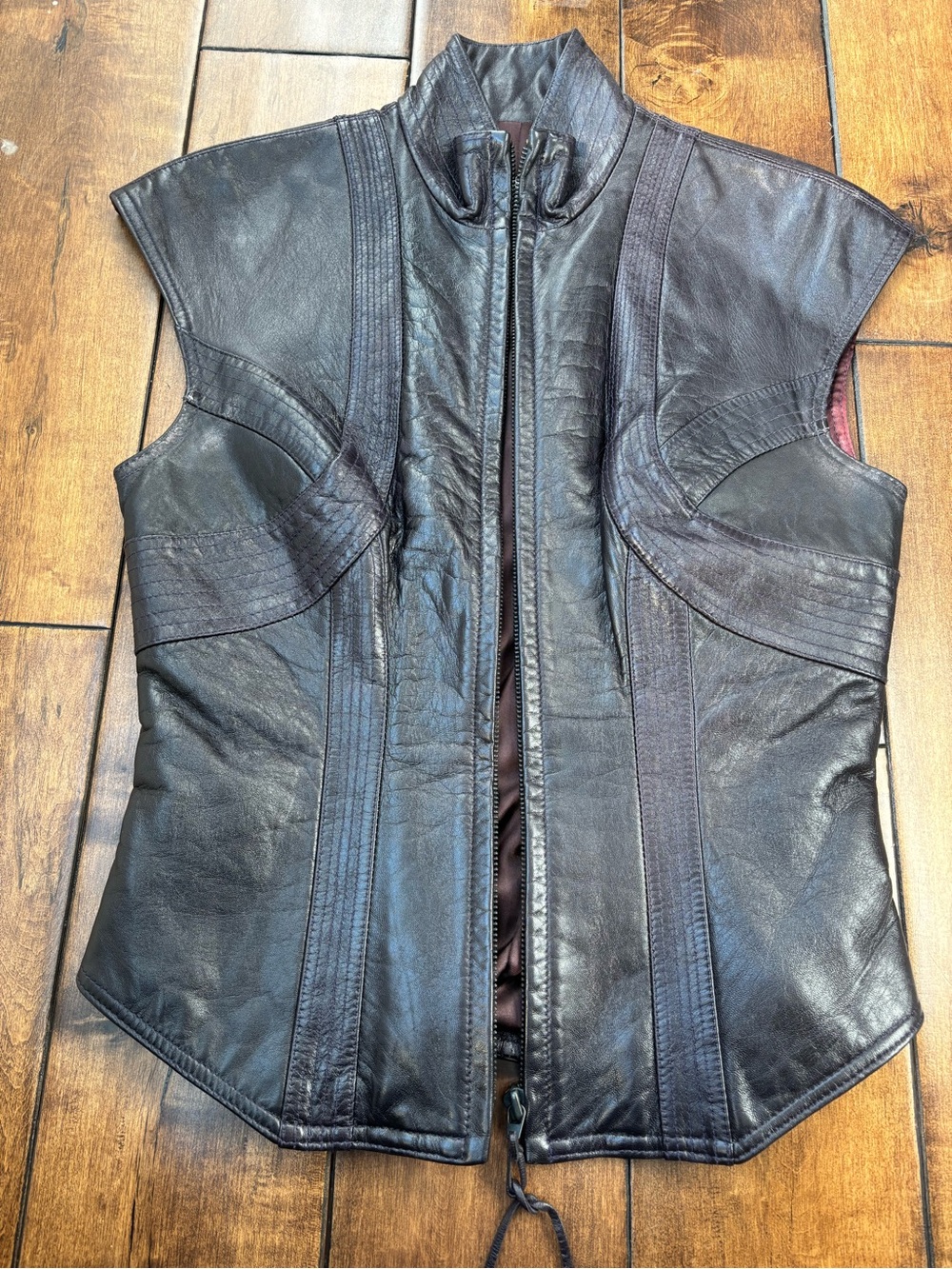 Izzy Camilleri Size 4 Deep Purple Leather Vest